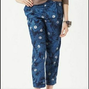 Anthropologie Elevenses pants trouser blue floral